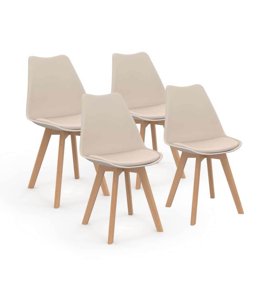 Set of 4 Nordia Chairs 46 x 51 x 79.5 cm - Beige