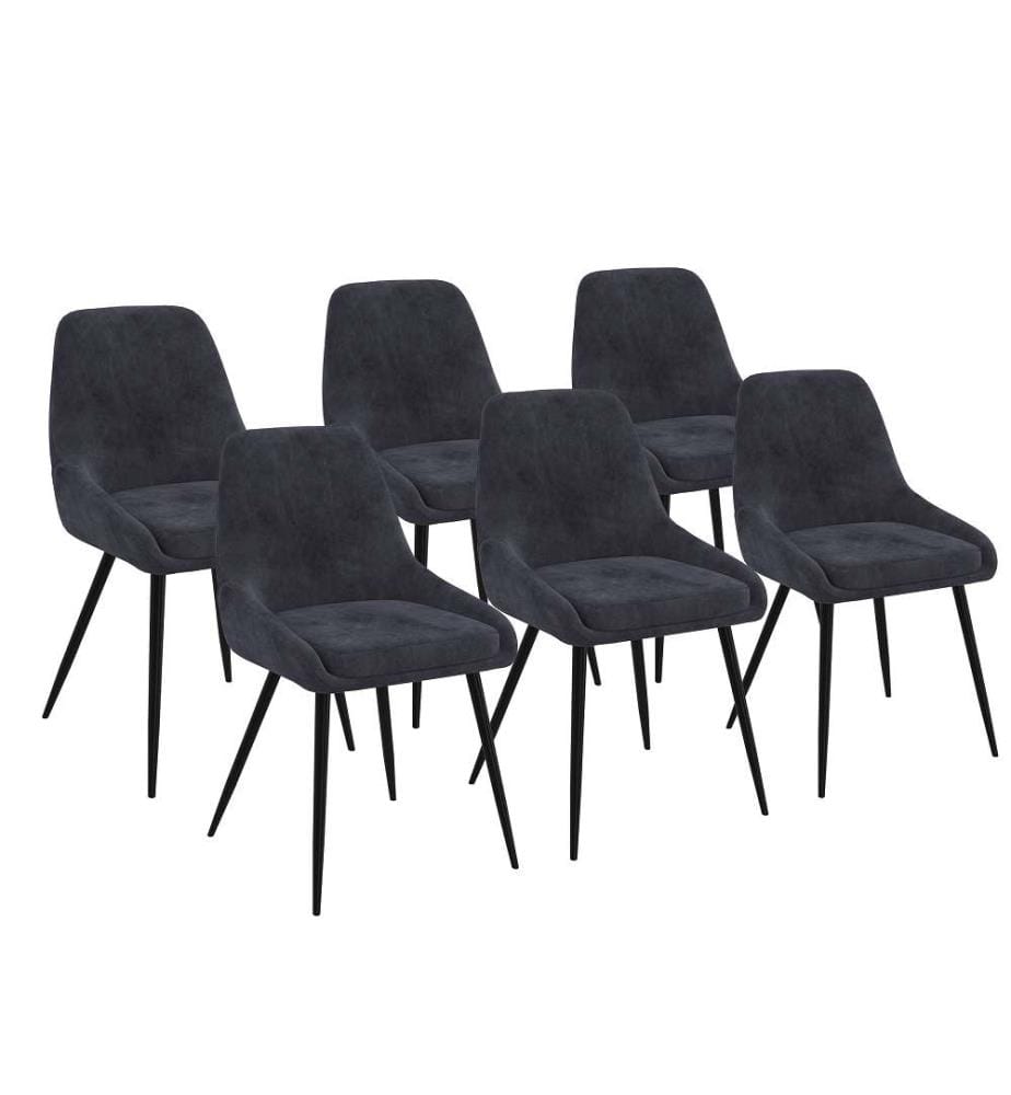 Set of 6 Olivia Chairs - Dark grey and metal