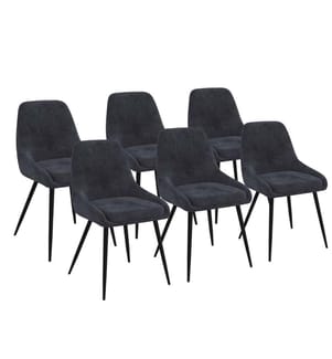 Set of 6 Olivia Chairs - Dark grey and metal