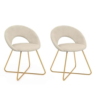 Set of 2 Malone Velvet Chairs - Cream and Gold