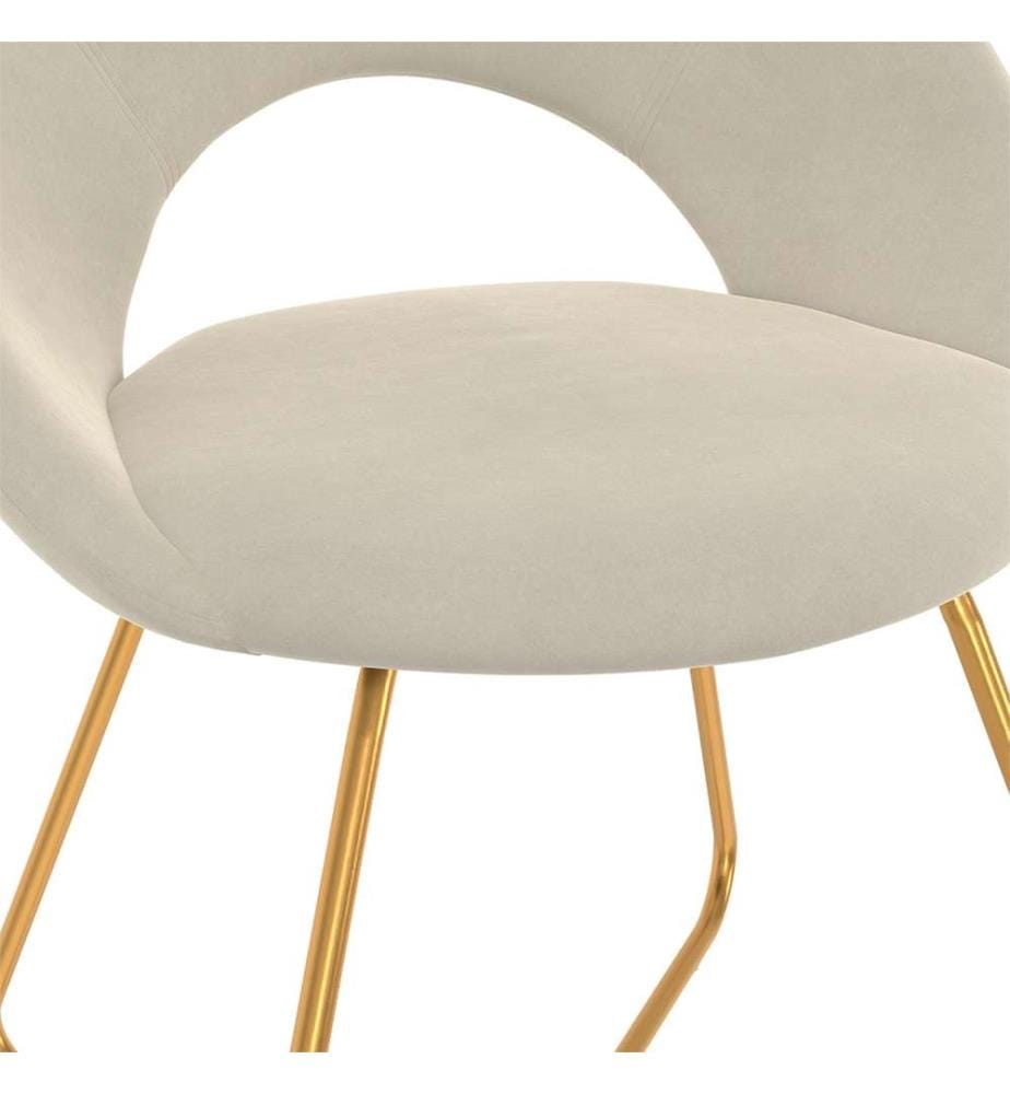 Set of 2 Malone Velvet Chairs - Cream and Gold