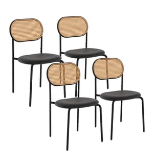 Set of 4 Clarisse cane chairs - Black