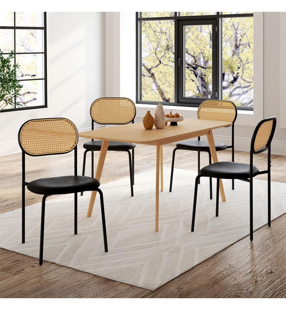 Set of 4 Clarisse cane chairs - Black