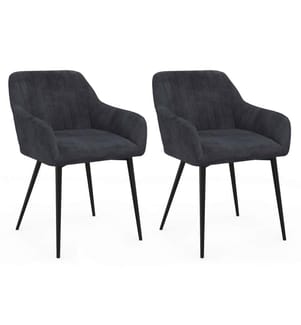 Set of 2 Ariana Arm Chairs - Anthracite and Black