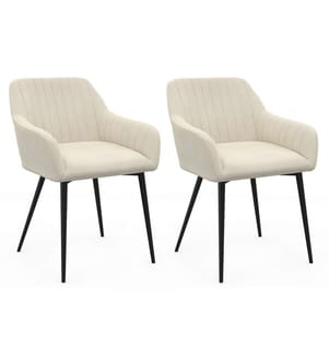 Set of 2 Ariana Chairs with Armrests - Cream and Black