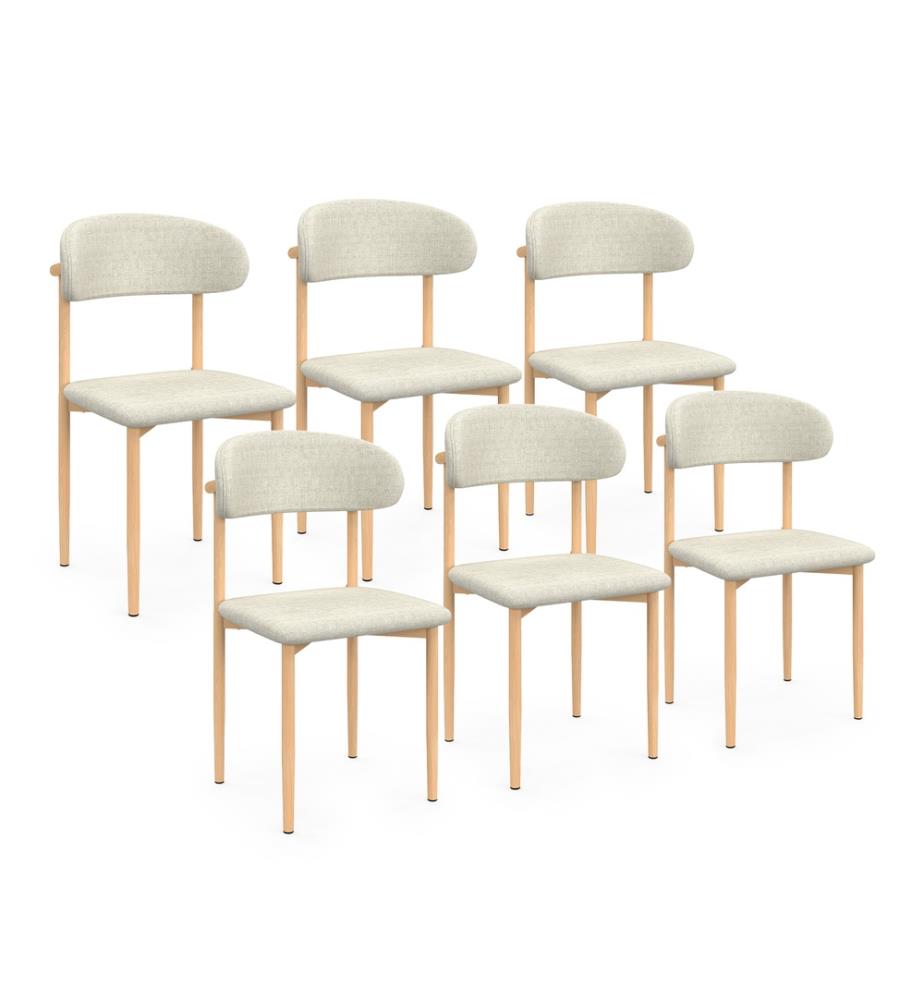 Set of 6 Callisto chairs with beige seats and wooden legs