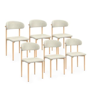 Set of 6 Callisto chairs with beige seats and wooden legs