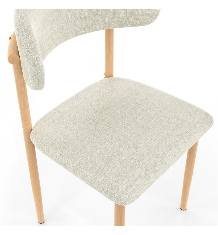 Set of 6 Callisto chairs with beige seats and wooden legs