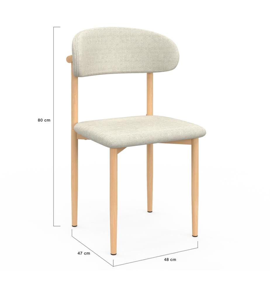 Set of 6 Callisto chairs with beige seats and wooden legs