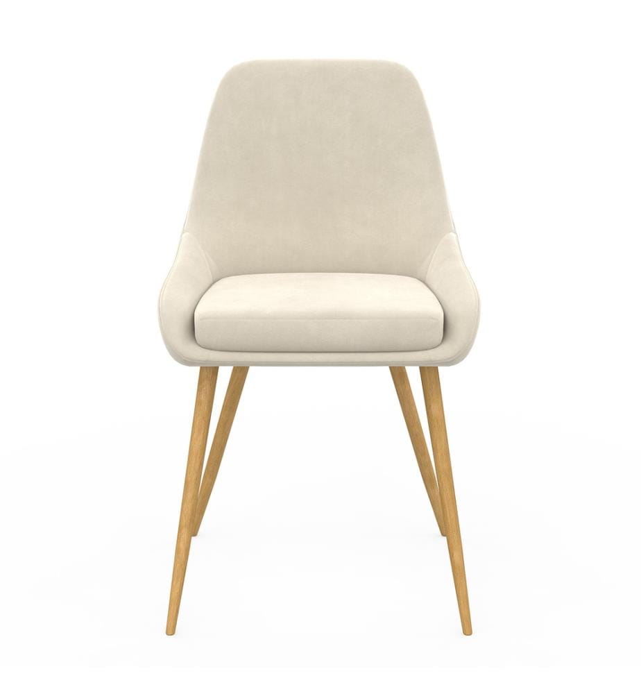 Set of 6 Olivia chairs in cream velvet with wooden legs
