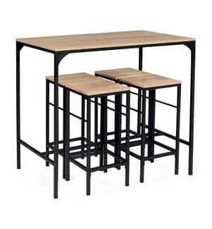 Memphis Dining Table With 4 Stools 100 x 60 x 95 cm - Black & Brown