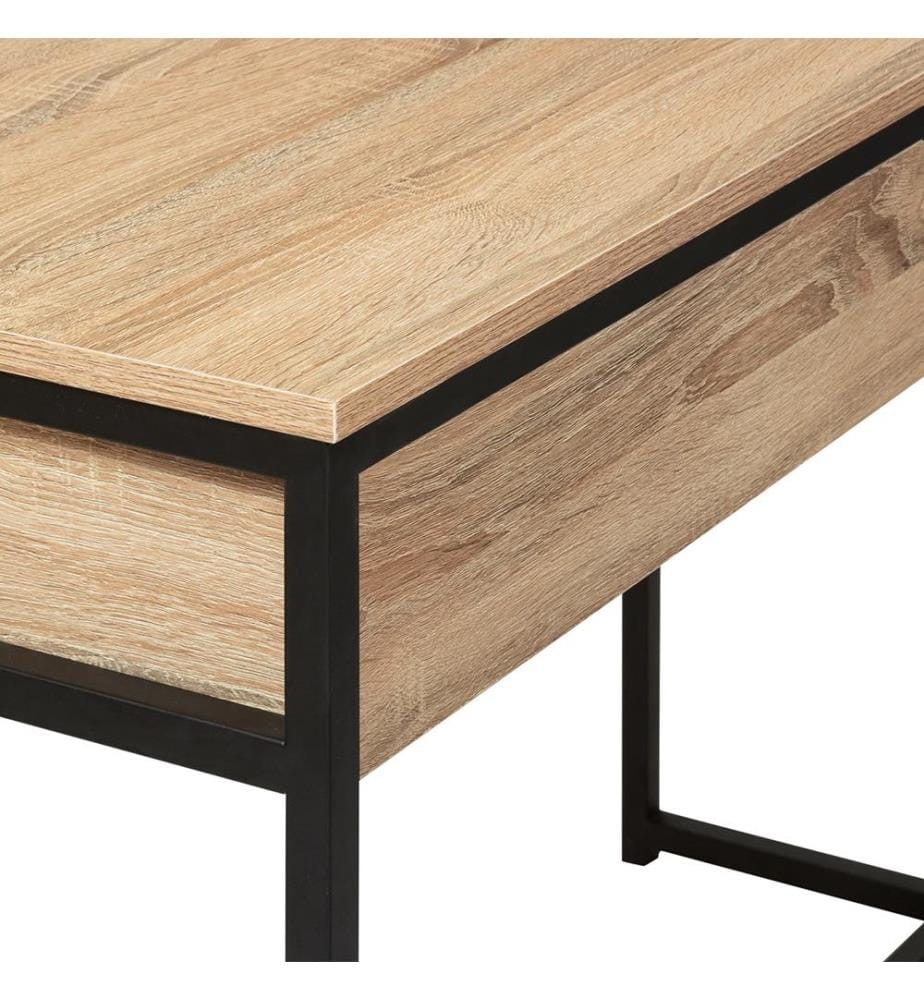 Memphis Desk 110x75cm - Black and Light Brown