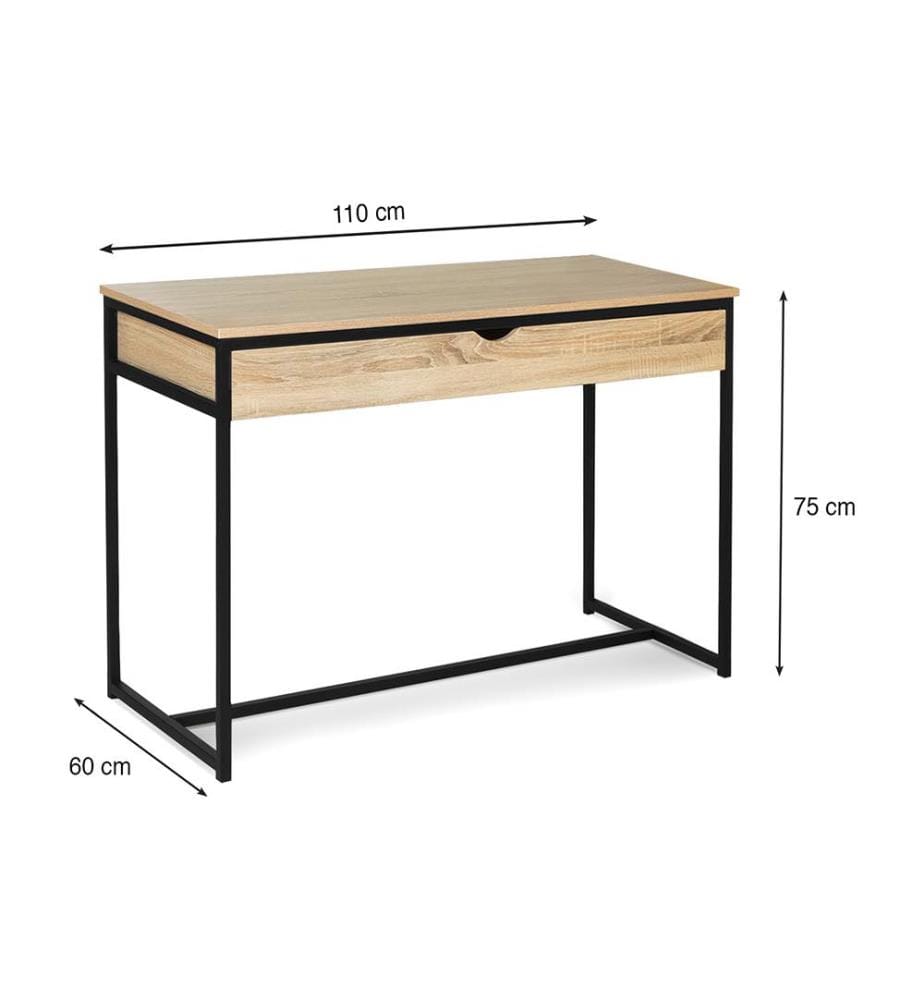 Memphis Desk 110x75cm - Black and Light Brown