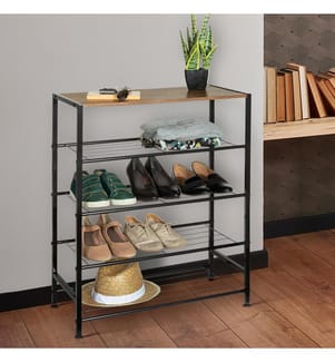 Elize Shoe Cabinet - 63 x 30 x 80 cm - Light Brown and Black