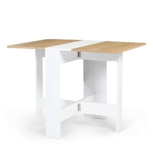 Folding Console Dining Table - 27 x 76 x 75 cm - Natural and White