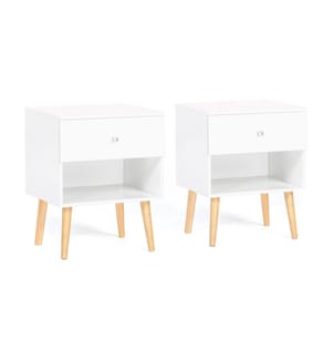 Set of 2 Emmie Bedside Tables with 1 Drawer 40 x 34 x 50 cm - White