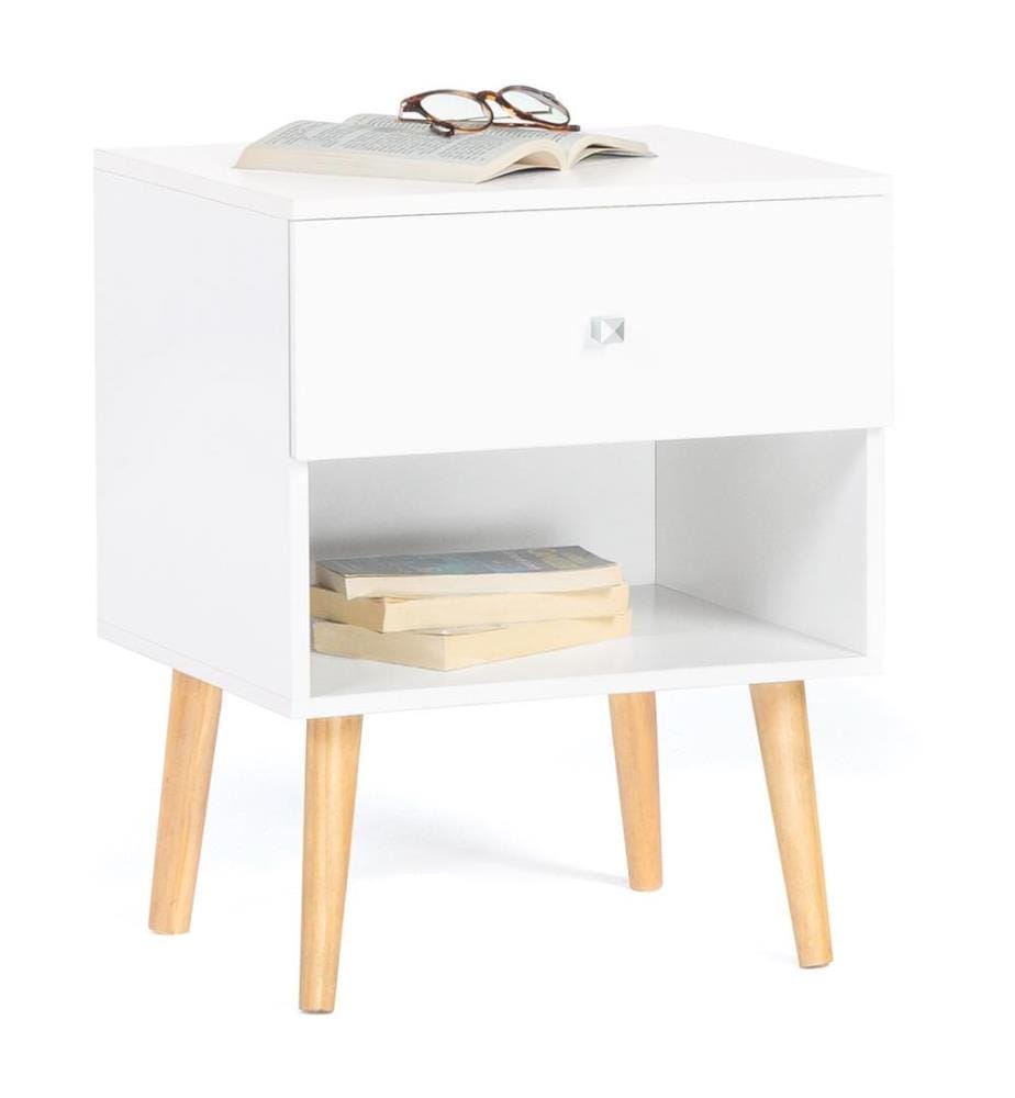 Set of 2 Emmie Bedside Tables with 1 Drawer 40 x 34 x 50 cm - White