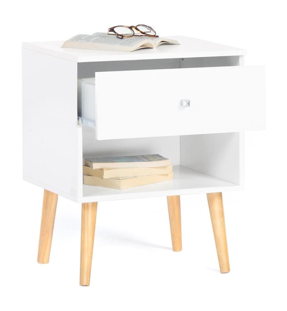 Set of 2 Emmie Bedside Tables with 1 Drawer 40 x 34 x 50 cm - White