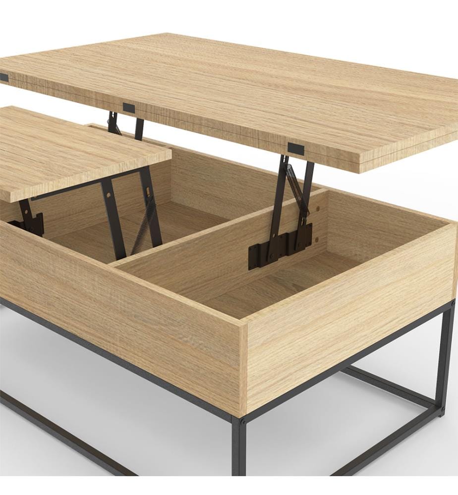 Memphis Liftable and Extendable Coffee Table with Folding Top 100 x 55 x 40.5/54.5cm - Wood