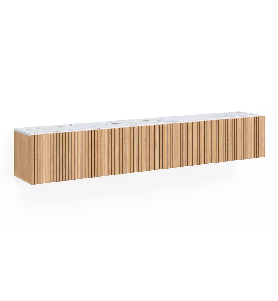 Marceau L180cm wall-hung TV unit - Brown and white marble effect
