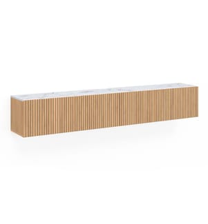 Marceau L180cm wall-hung TV unit - Brown and white marble effect