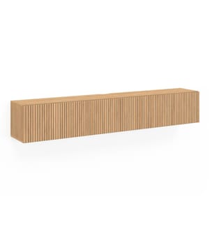 Faustine slat effect wall-hung TV stand L180cm - Brown