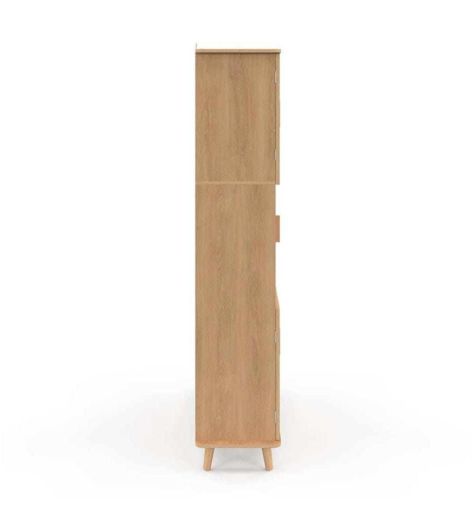 Faustine bookshelf with 6 slatted effect niches 143cm - Brown