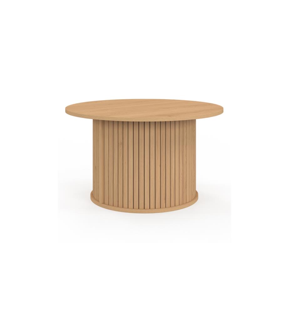Albane round coffee table with slatted legs