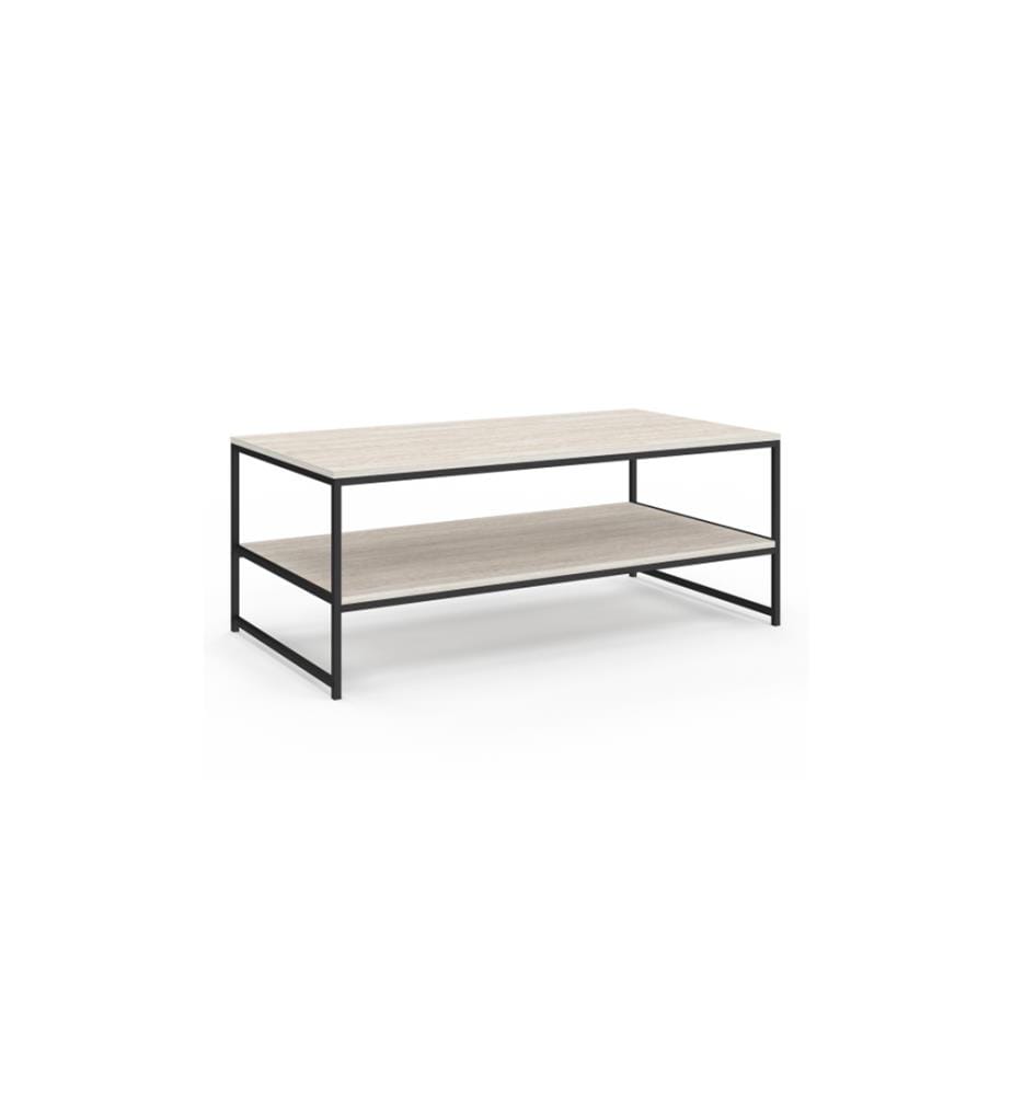 Memphis double tray travertine effect coffee table 113cm