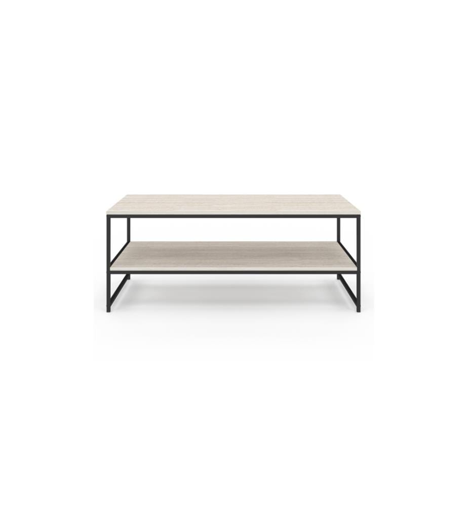 Memphis double tray travertine effect coffee table 113cm
