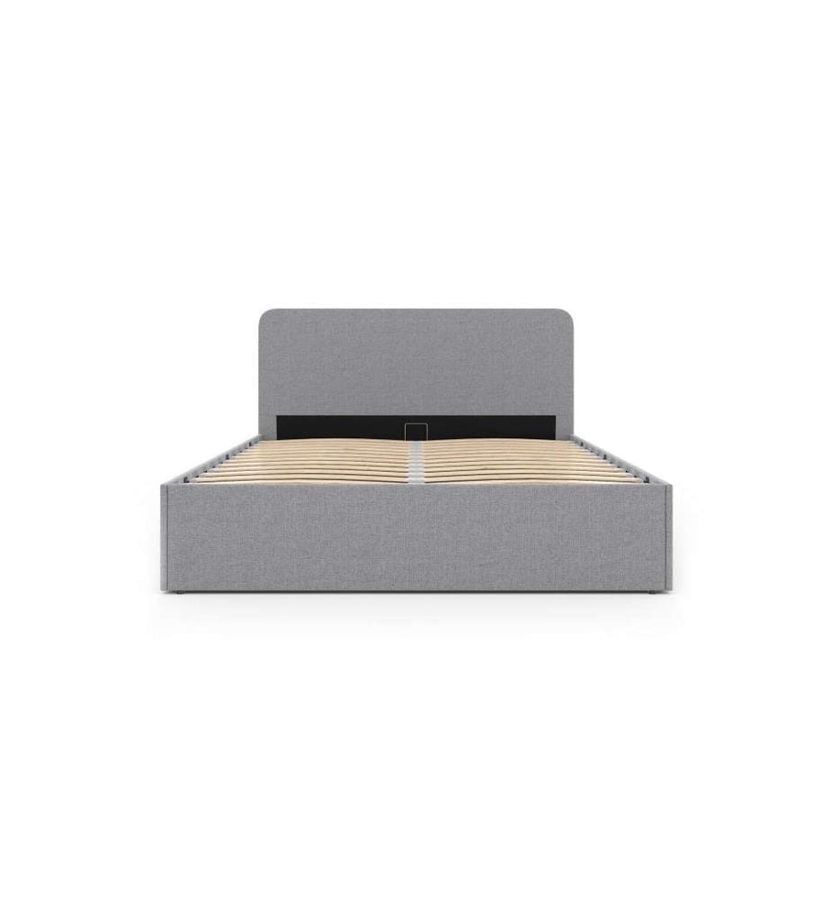 Louise 140x190cm Fabric Chest Bed with Rounded Headboard - Grey