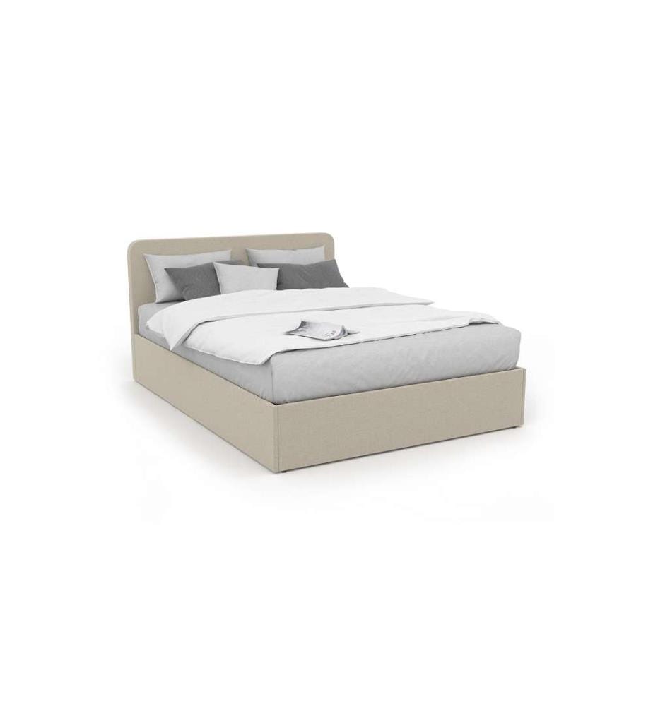 Louise 140x190cm Fabric Chest Bed with Rounded Headboard - Beige
