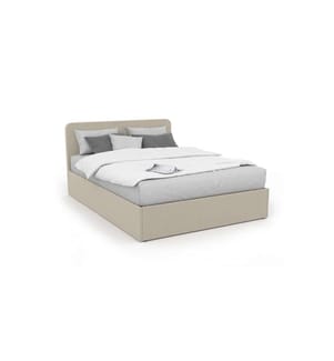 Louise 140x190cm Fabric Chest Bed with Rounded Headboard - Beige