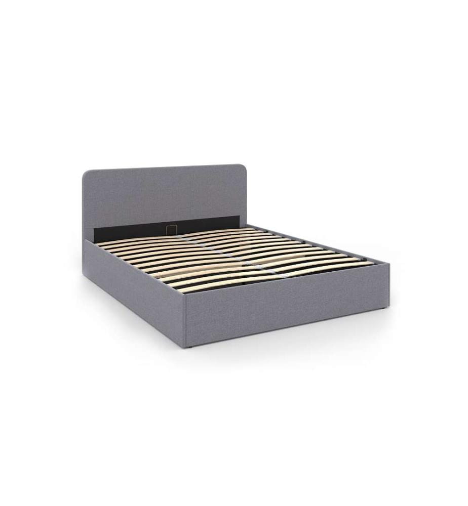 Louise 160x200cm Fabric Chest Bed with Rounded Headboard - Grey