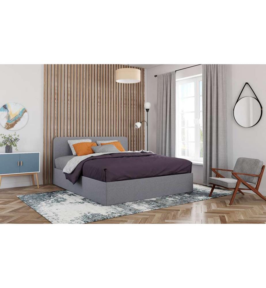 Louise 160x200cm Fabric Chest Bed with Rounded Headboard - Grey
