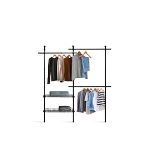 Telescopic closet with integrated storage compartments - Black