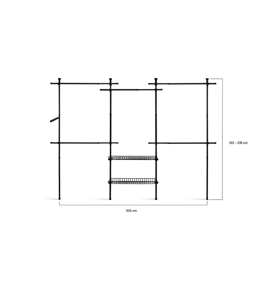 Telescopic closet 305x35x278cm - Black