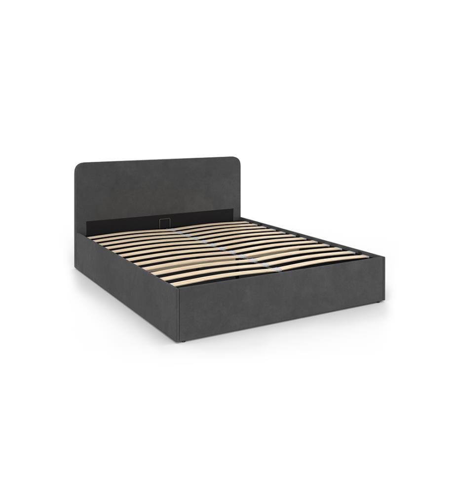 Louise velvet chest bed 160 x 200 cm - Dark grey