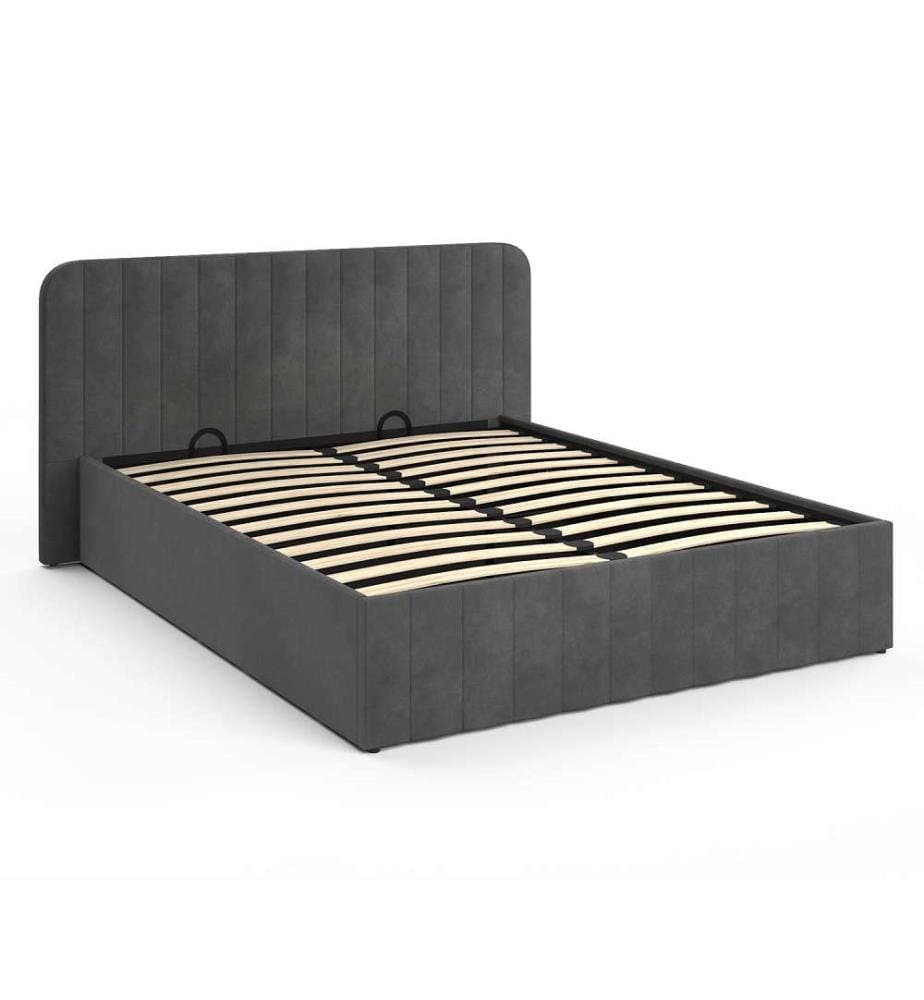 Valentina velvet box bed with box spring and headboard 160x200cm - Grey