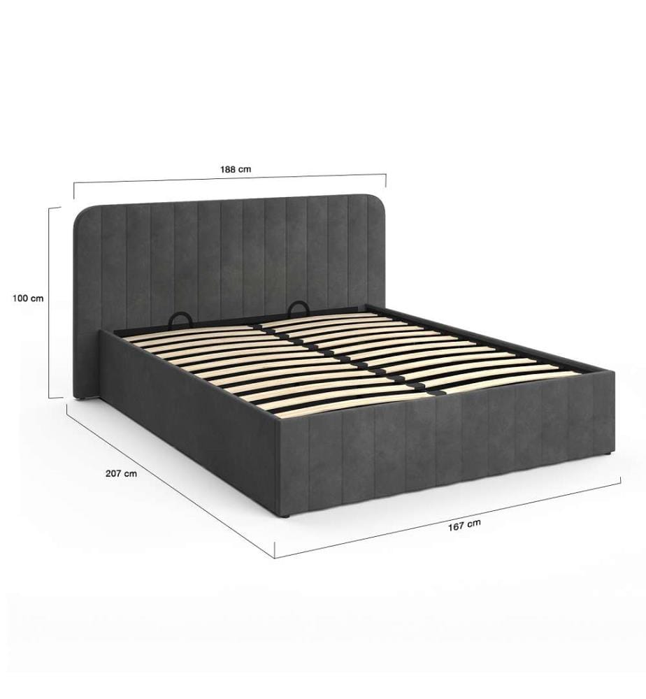 Valentina velvet box bed with box spring and headboard 160x200cm - Grey