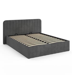 Valentina Chest Bed with box spring and headboard 140x190cm - Grey and Wood