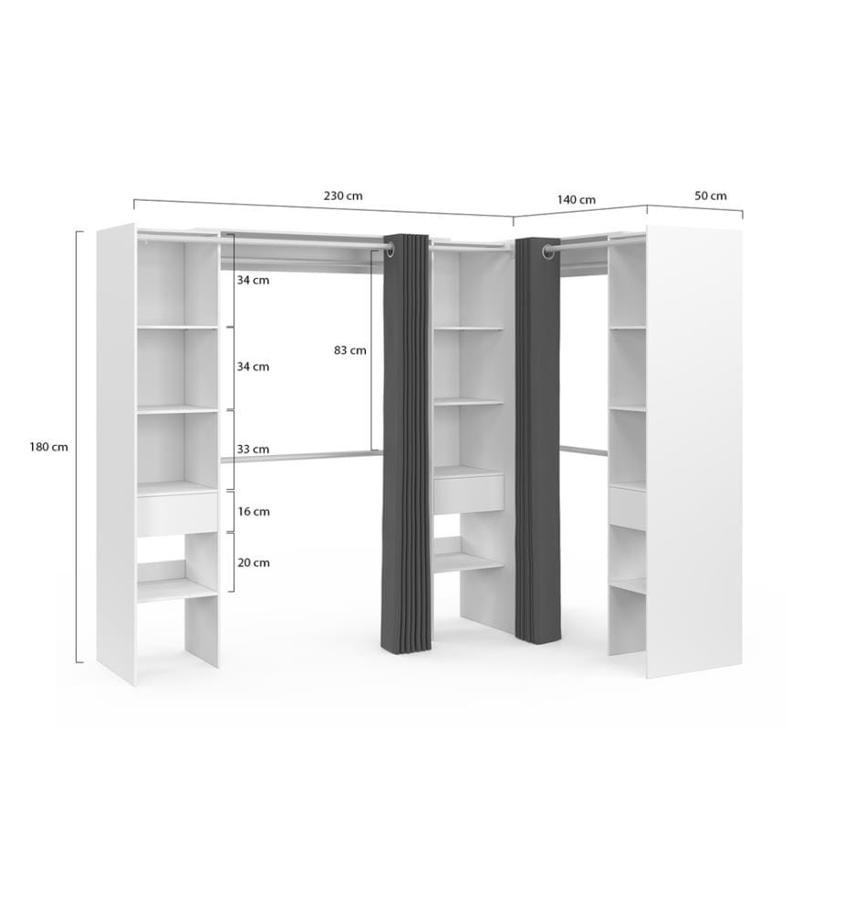 Justine corner dresser 230cm white