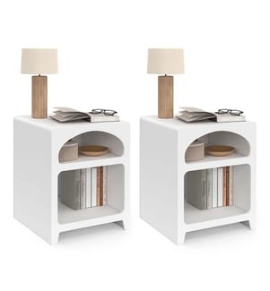 Set of 2 white organic bedside tables