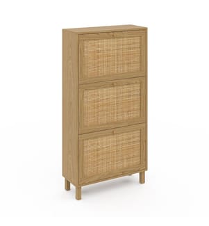 Erin 3-door cane shoe cabinet - 18 pairs - Brown