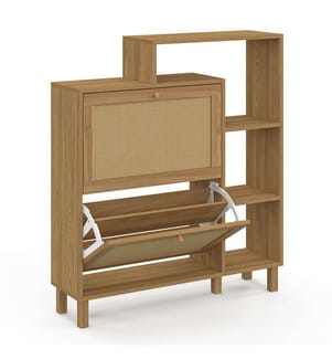 Erin 2-door cane shoe cabinet with shelves - 12 pairs