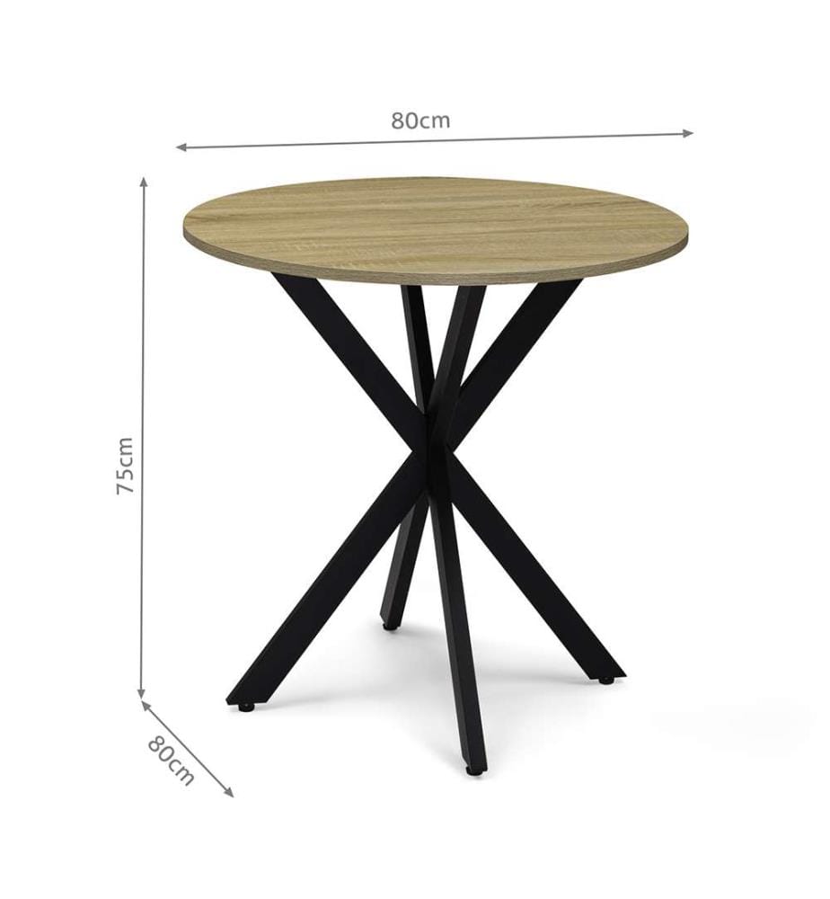 Soline Dining Table 80 x 80 x 75 cm - Wood & Black