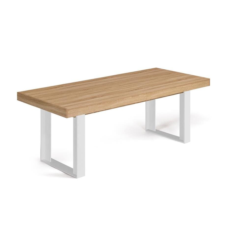 Brixton Extensible Dining Table 200-300 x 90 x 75 cm - Brown & White
