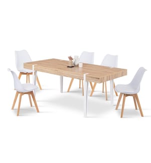 Hudson Dining Table 200 x 90 x 76 cm - Wood & White