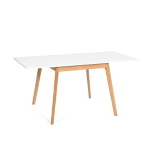 Folding dining table 80-160 cm - White and Brown