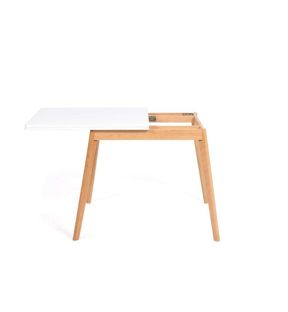 Folding dining table 80-160 cm - White and Brown